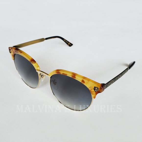 GUCCI SUNGLASSES GG00222 003 HAVANA ACETATE METAL TIGER HEAD GG LOGO ENG… main image 16
